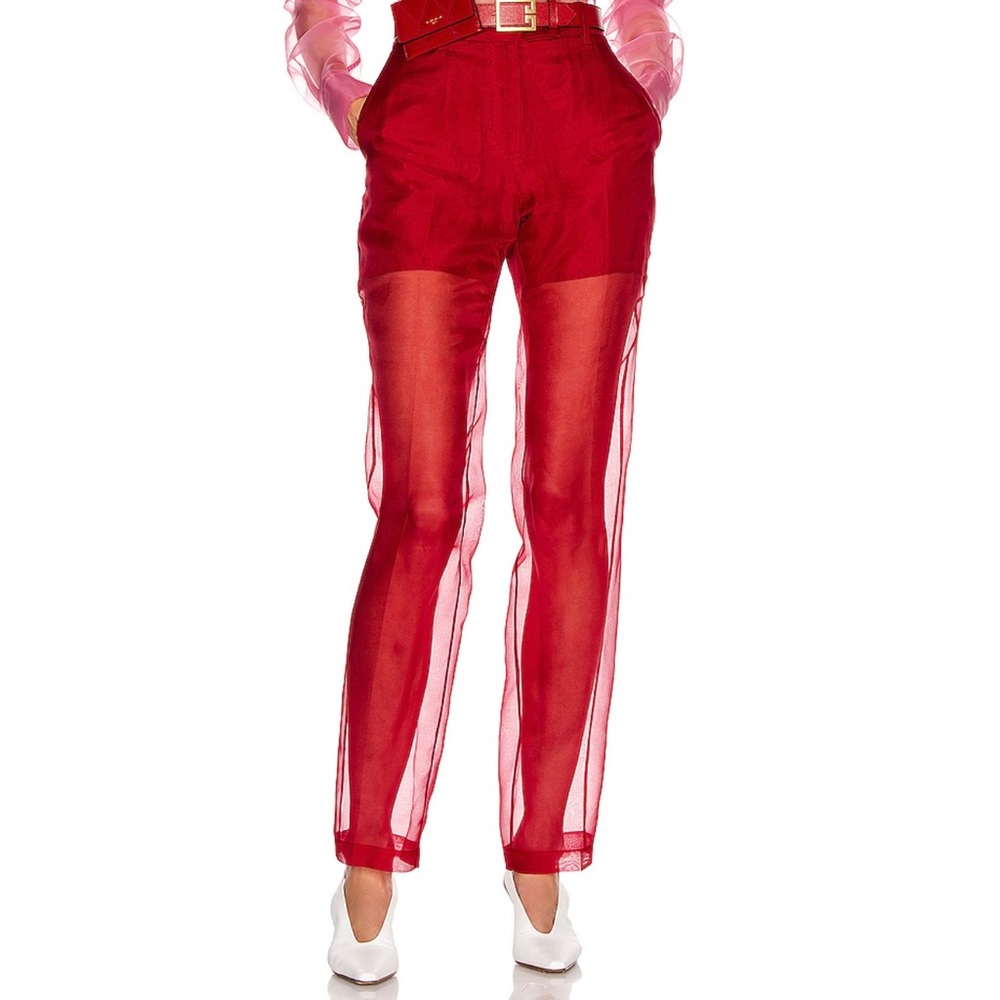 Helmut Lang Red Organza Pants